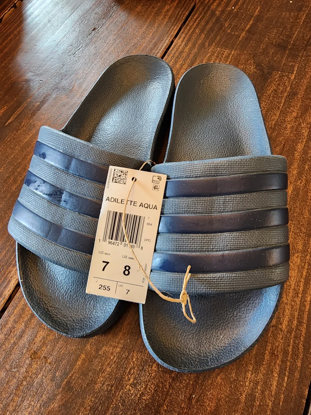Adidas Adilette Aqua Slides Navy Blue Sandals Men’s Size 7 / Women’s Size 8 NWT